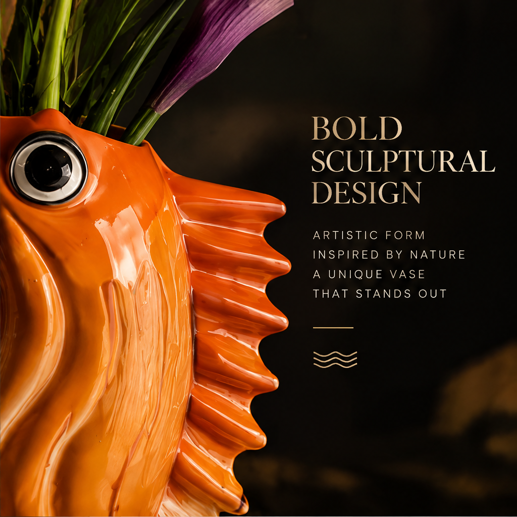 Art Lives In Details — orange goldfish vase with fin ridges and expressive eye as a statement piece for modern spaces