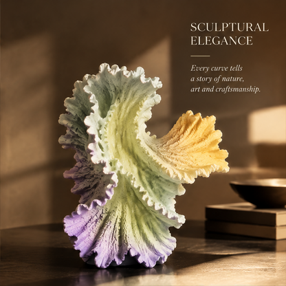 Natural Gradient Artistry — ruffled wave vase with flowers showing handcrafted details and unique gradient glaze